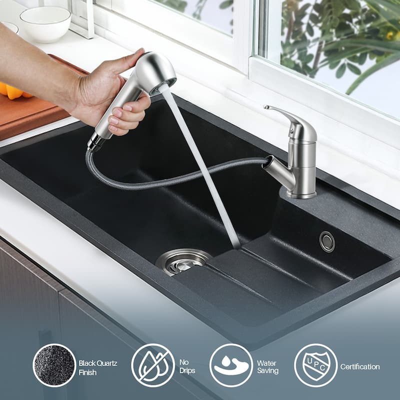 WOWOW Modern Single Handle Pull Down Kitchen Faucet