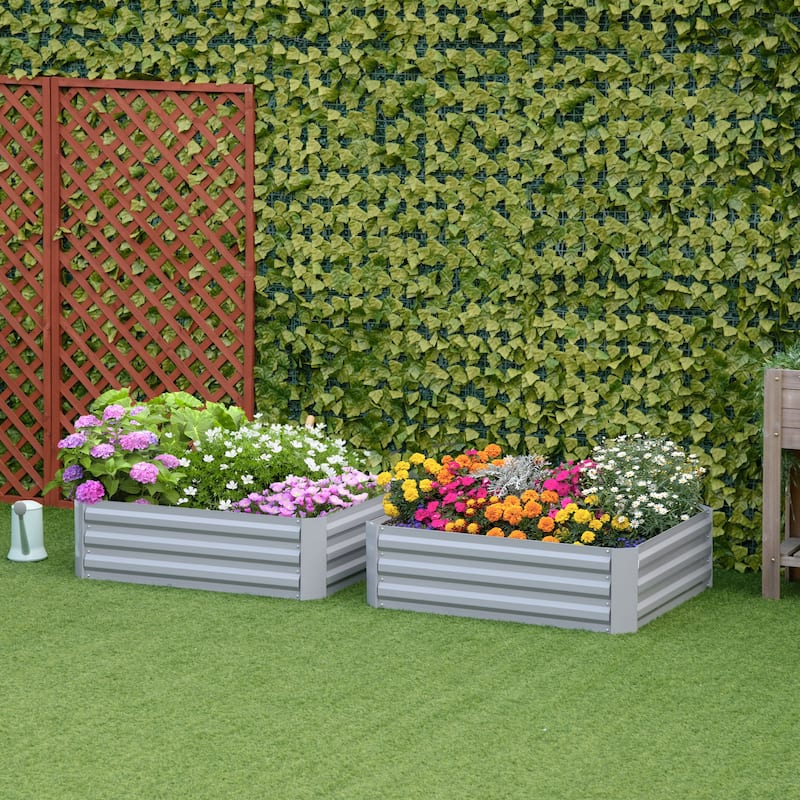 Countryside Style Garden Bed with Weatherized Material for Growing Vegetables Flowers Herbs Succulents, Gray - 8' x 10'