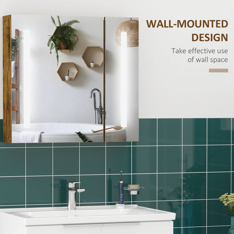 LED Lighted Bathroom Medicine Cabinet with Mirror, USB Charging, Adjustable Shelves, and 3-Tier Storage - Wall Mounted