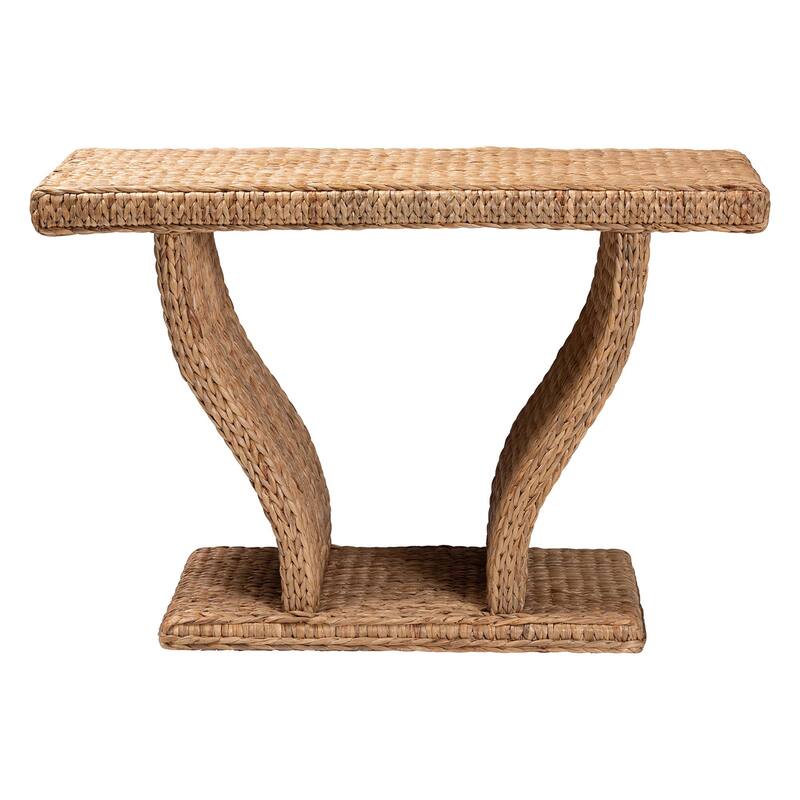 Alyssa Seagrass Console Table - Handwoven Display Table with Sculptural Frame for Entryway, Hallway, or Living Room