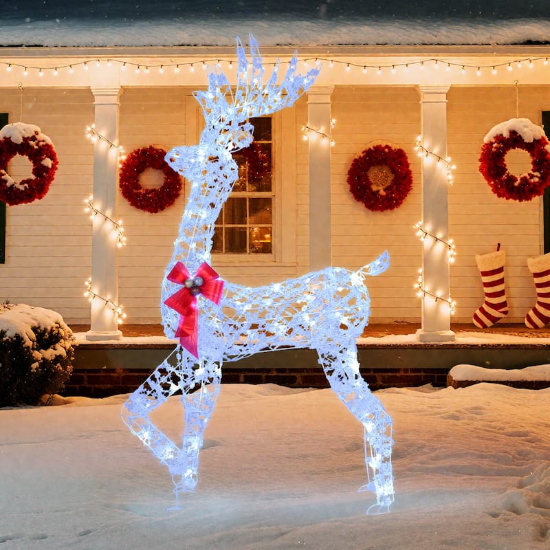 Costway 5 FT Pre-Lit Christmas Reindeer with 100 LED Lights, Holiday - as pic shows - See Details