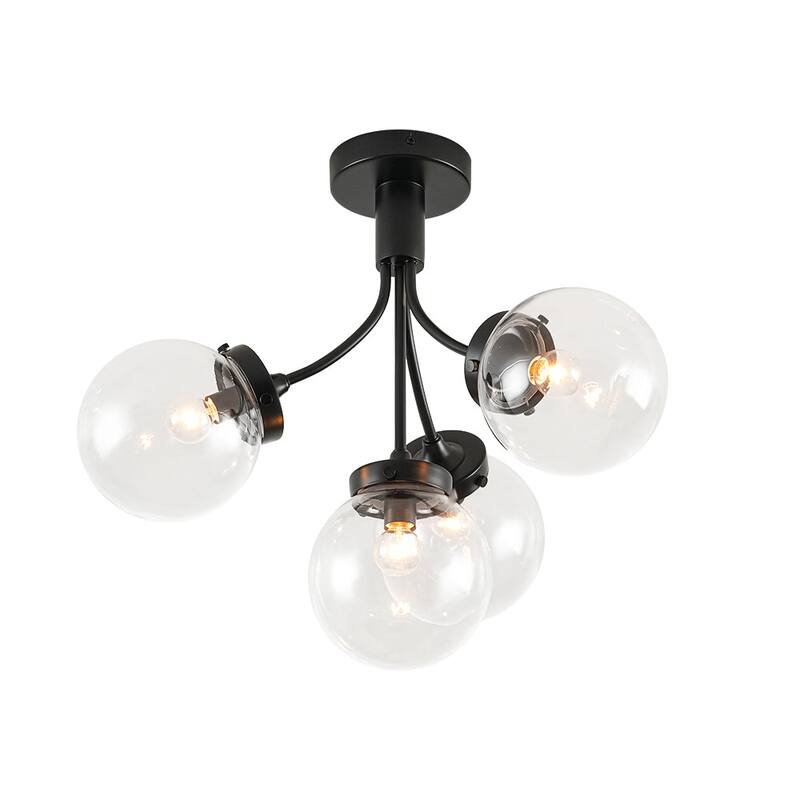 Modern 4-Light Glass Bubble Sputnik Semi Flush Ceiling Light