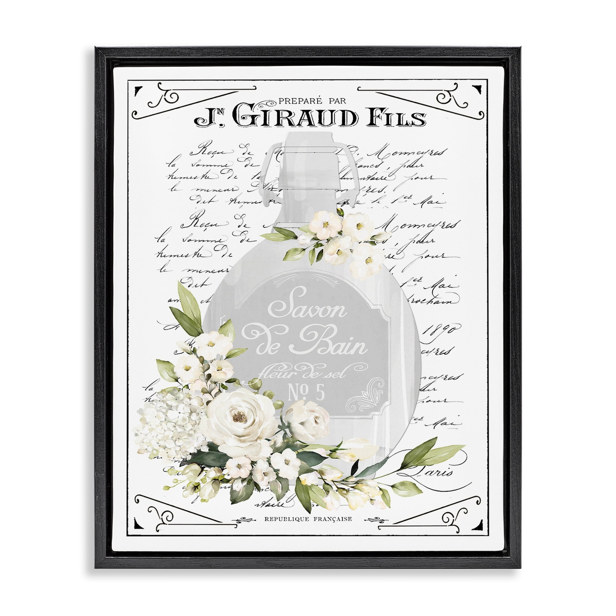 Stupell French White Bath Soap Framed Floater Canvas Wall Art Design By Lettered and Lined