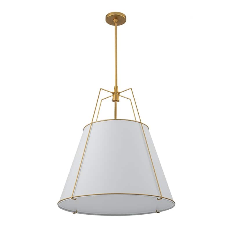 Mid Century 4-Light Conical Fabric Shade Lantern Pendant Ambient Light