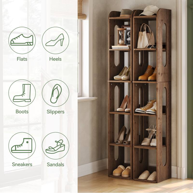 6 Tier Solid Wood Bookshelf, 70.87-Inch Tall Narrow Bookcase