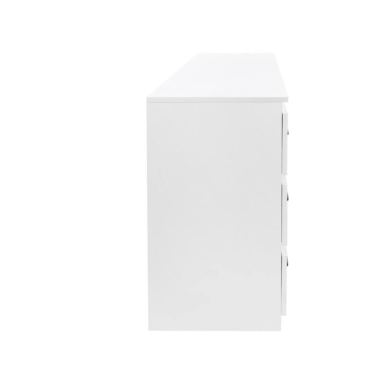 Modern white side cabinet with 6 drawers , Wood Chest of Drawers with Metal Handle, Storage Organizer ，Bedroom or Hallway
