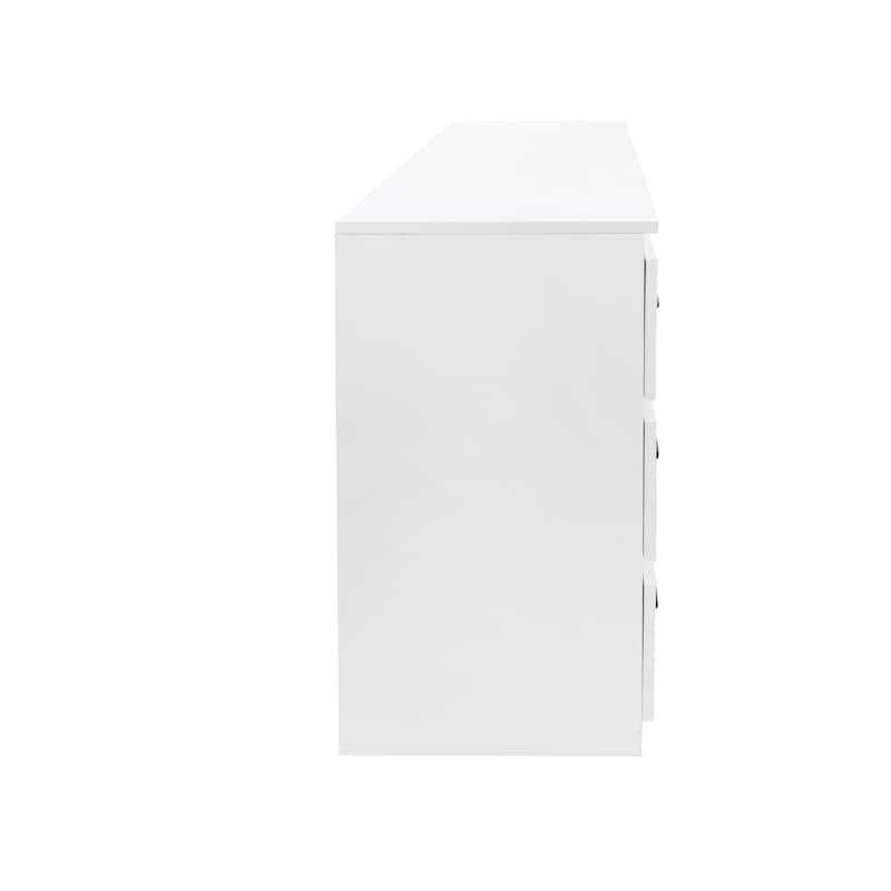 White Modern 6-Drawer Dresser – Wooden Storage Cabinet with Metal Handles, Versatile Organizer for Bedroom, Living Room.