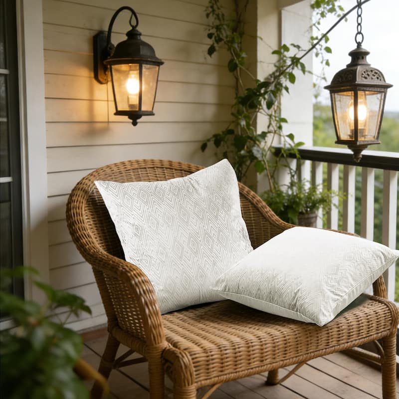 Tonopah Ikat Velvet Throw Pillow Cover Set, NO INSERT - 26" x 26" - Gardenia