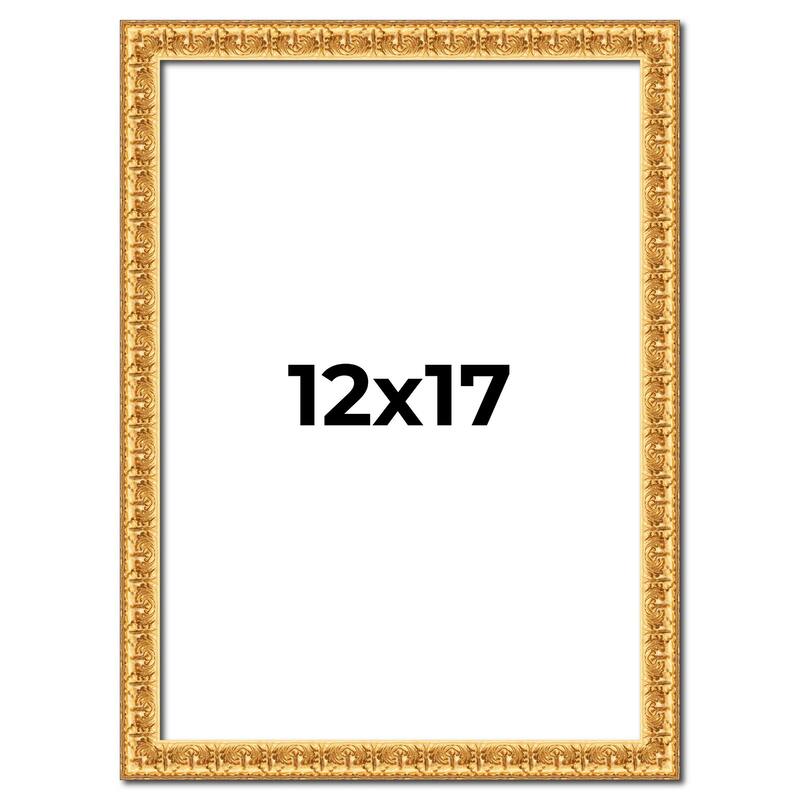 12x17 Frame Gold Real Wood Picture Frame Width 1 inches | Interior