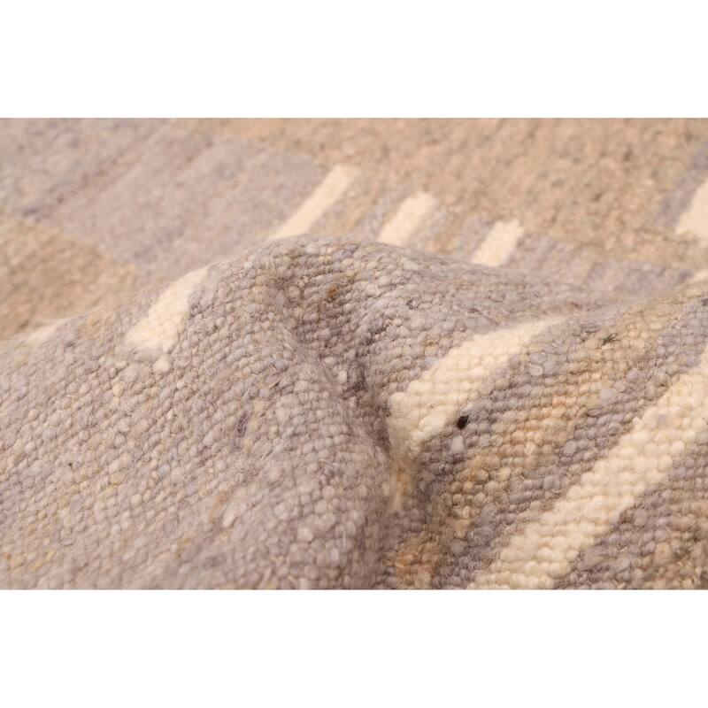 ECARPETGALLERY Flat-Weave Marrakech Grey Wool Kilim - 5'2 x 7'9