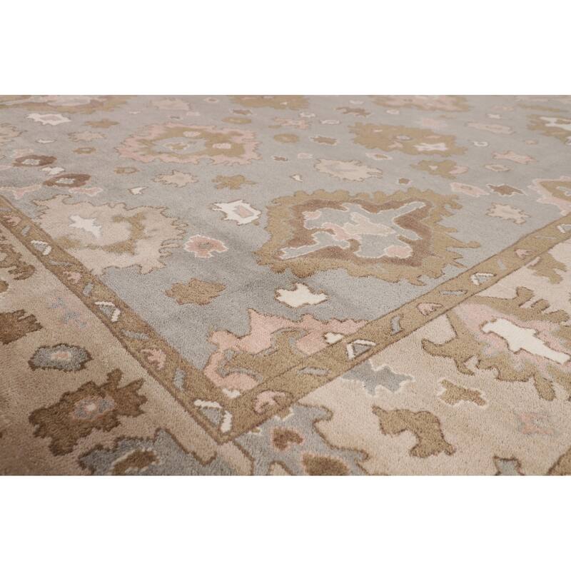 Gray Oushak Indian Area Rug Handmade Wool Carpet - 8'9"x 11'7"