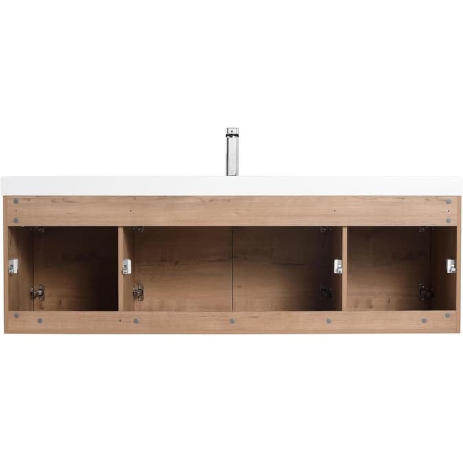 Blossom 60" Wall Mount Vanity with Single Acrylic Sink, Modern Design