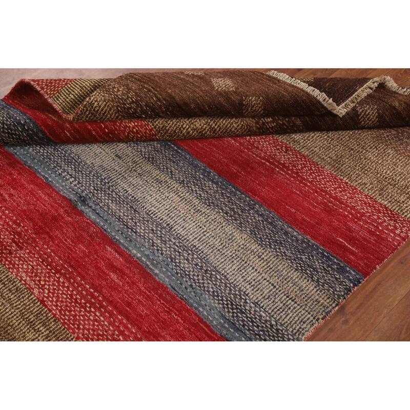 Gabbeh Kashkoli Striped Area Rug Handmade Wool Carpet - 4'6" x 6'5"