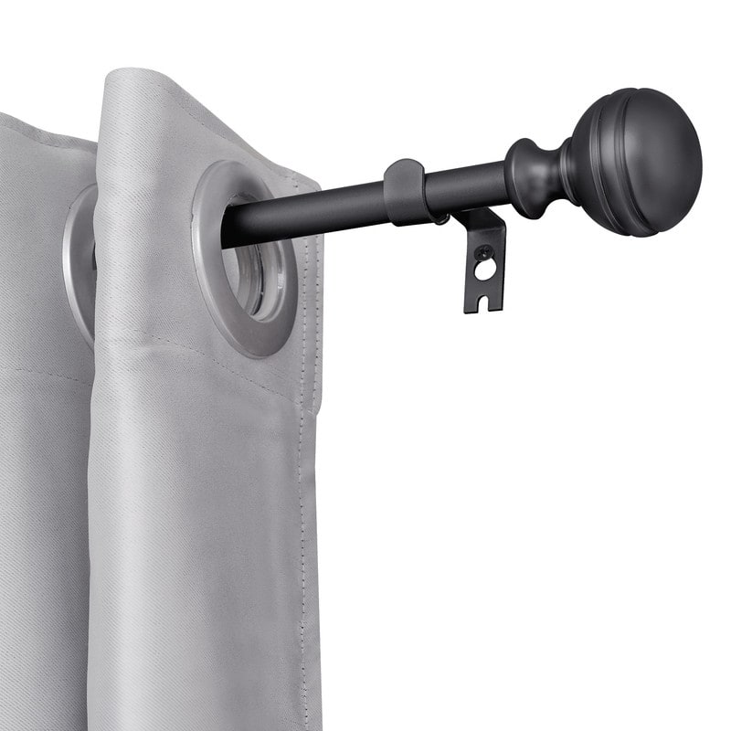 UTOPIA ALLEY 5/8 Inch Curtain Rod - Adjustable Drapery Rods, Bedroom & Living Room Decorative Curtain Rods - 28"-48" - BLACK
