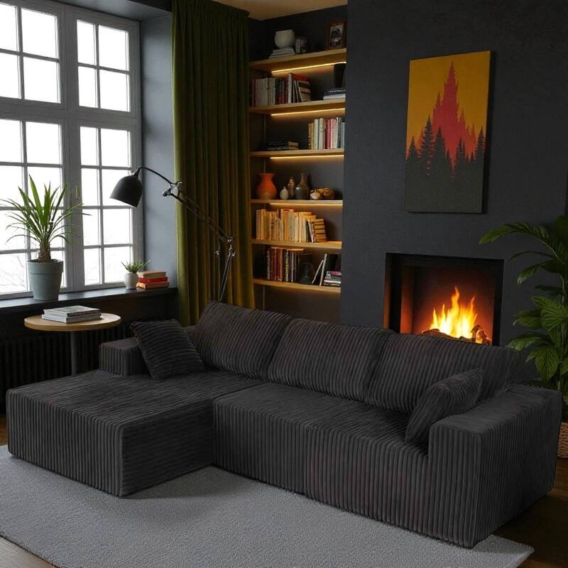 Modern Modular Sectional Sofa with Chaise and Pillows, Deep Seat Cloud L-Shape Couch for Living Room, 3-Seater