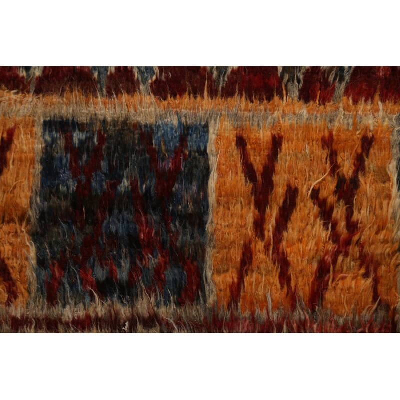 Hand Knotted Oriental 100% Wool Carpet Modern Tribal Brown Moroccan Area Rug - 9' 11'' X 6' 8''