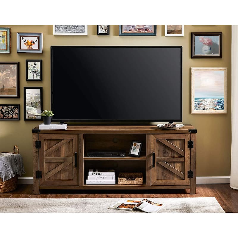Farmhouse Barndoor TV Stand Entertainment Center for TVs up to 70-inch