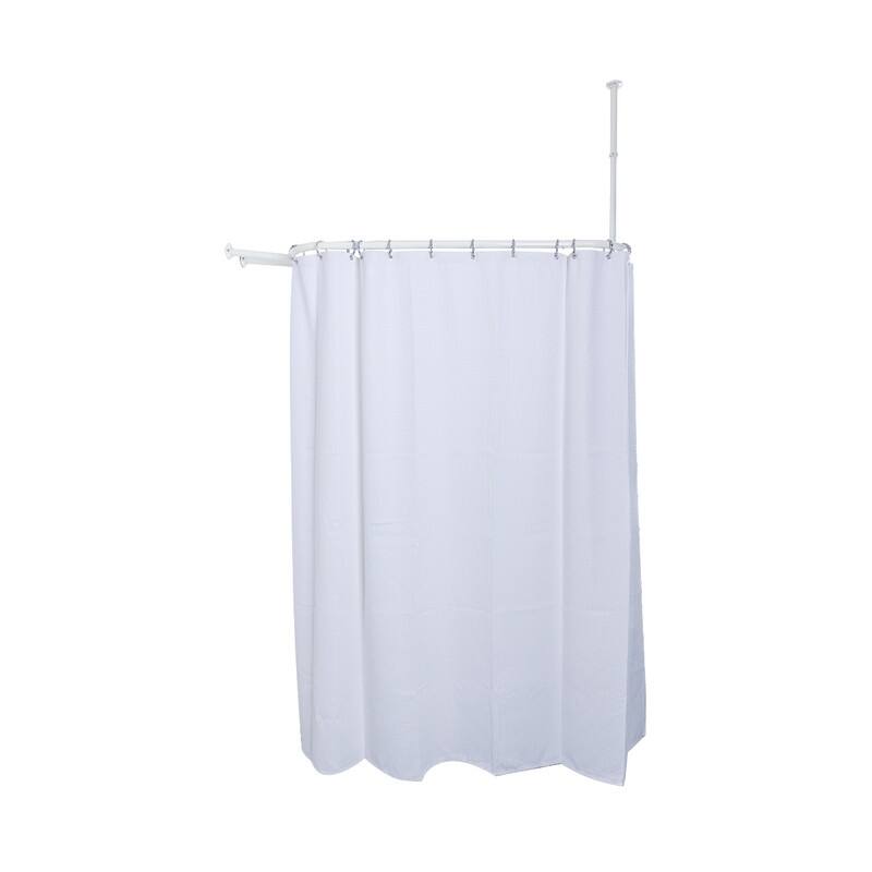 Utopia Alley Rustproof Wall Mounted Aluminum Hoop Shower Rod with white Shower Curtain, 45.7x22"