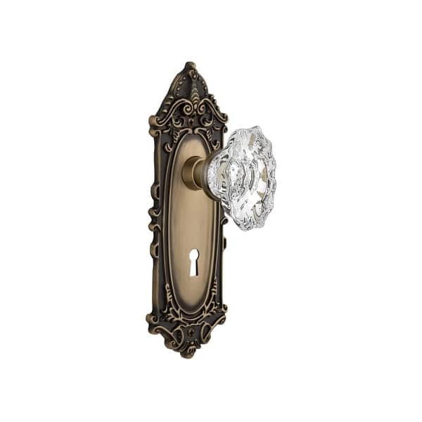 Craftsman Plate 2-3/8 in. Backset Satin Nickel Privacy Bed/Bath Crystal Glass Door Knob Craftsman Plate 2-3/8 in. Backset Satin Nickel Privacy Bed/Bath Crystal Glass Door Knob
