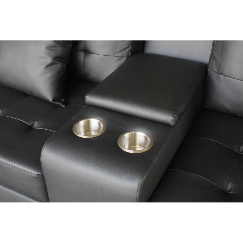 Modern Genesis Sofa with LED Lights, USB Charging Ports, and Storage Console