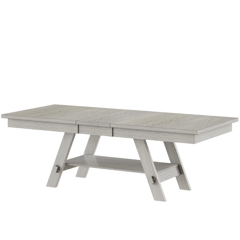 VECELO 90-inch Modern Solid Wood Rectangular Extendable Dining Table