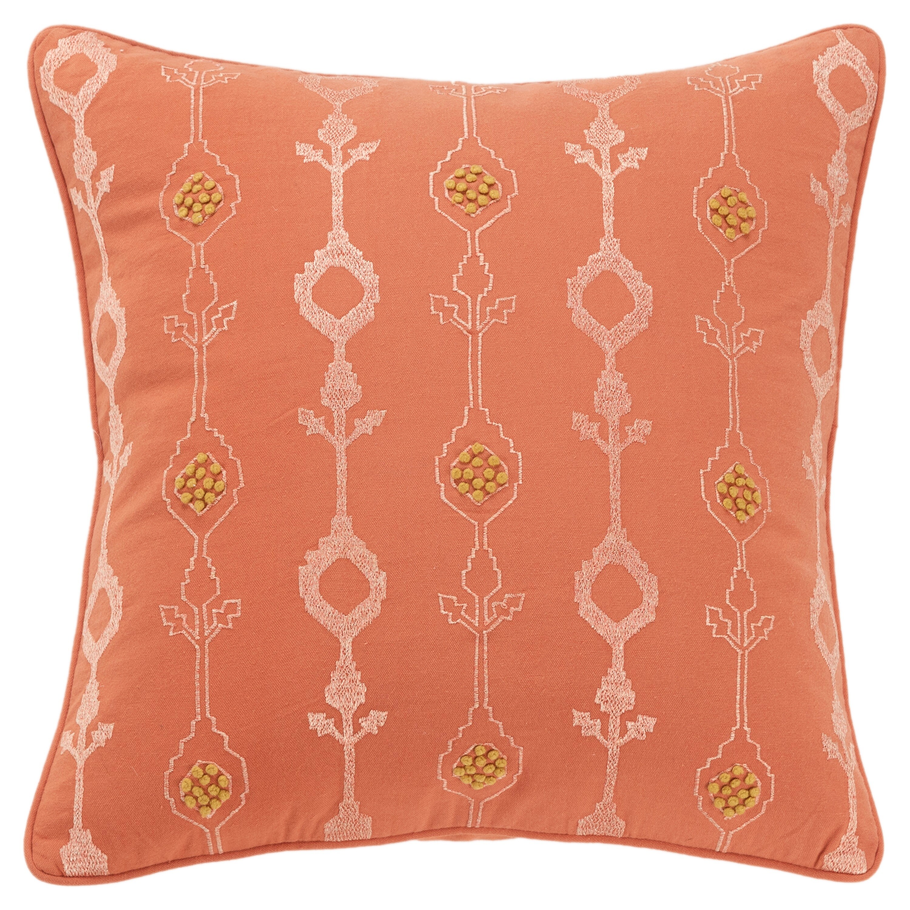 Rizzy Home Transitional Orange Pillow Cover - 20" x 20"