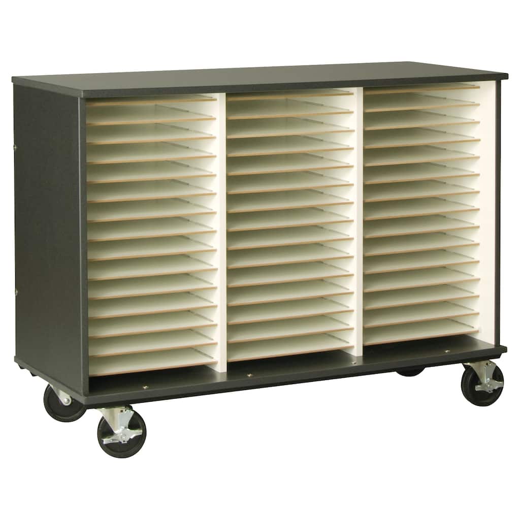 Mobile Folio Storage Unit - 51 Compartments - Band & Orchestra Sheet Music Organizer - 48"D x 20"W x 40"H
