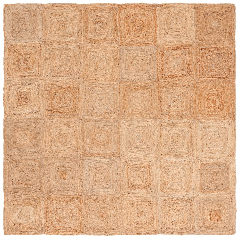 SAFAVIEH Handmade Natural Fiber Taniyah Farmhouse Geometric Jute Rug - 4' Square - Natural