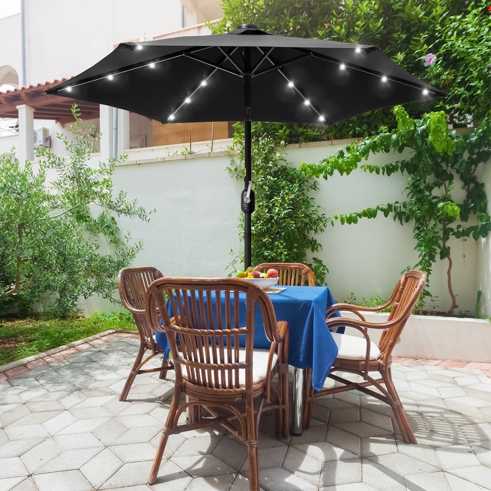 LIVOOSUN Patio 7.5 Feet Market Solar LED Light Umbrella