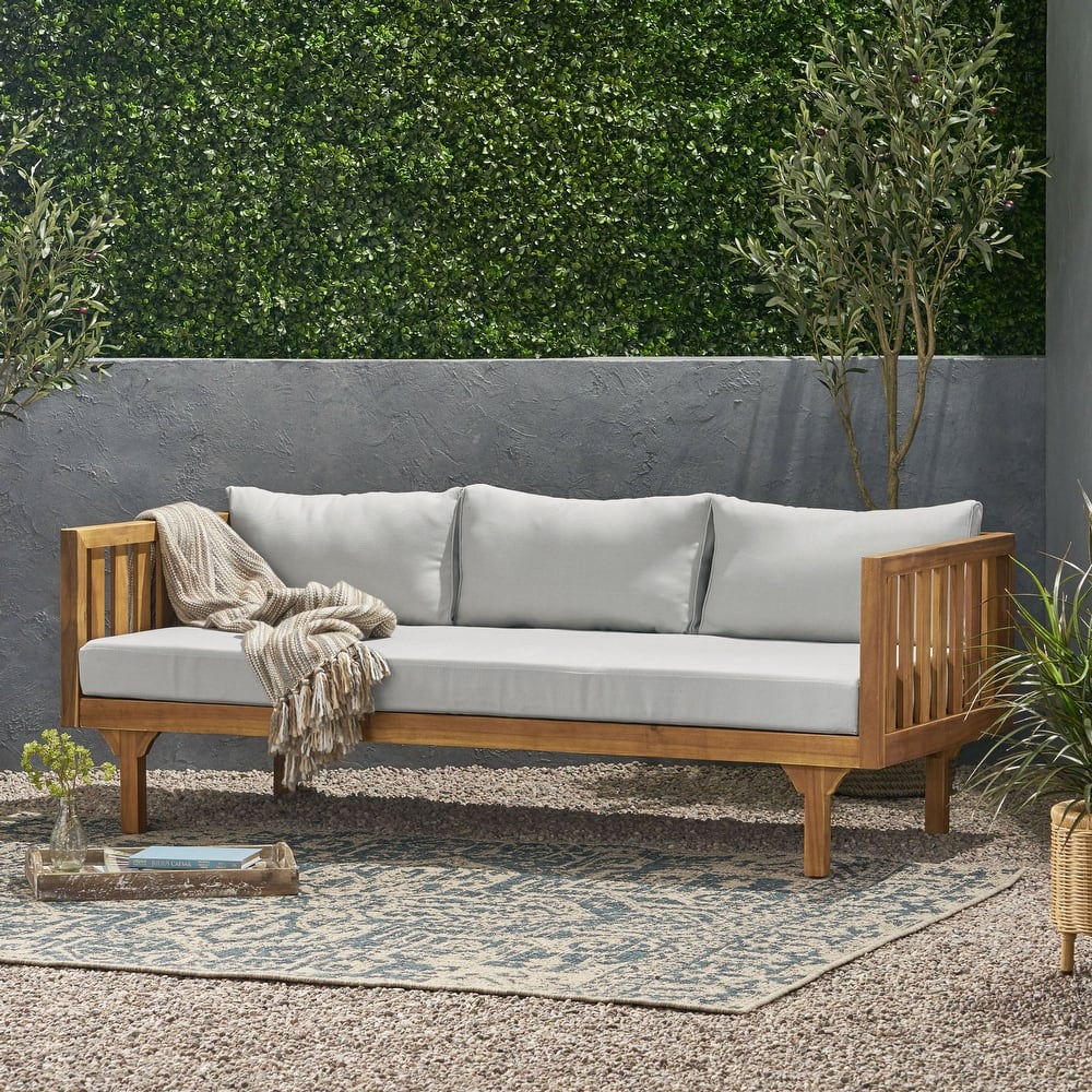 Claremont Outdoor 3-seat Acacia Wood Daybed by Christopher Knight Home