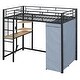 preview thumbnail 3 of 18, Twin Size Loft Metal Bed with Desk,Shelves,Power Outlet,LED Light and Wardrobe