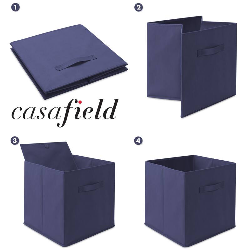 Set of 12 Collapsible Fabric Cubes 13in Storage Bins Navy Blue - Navy Blue - 13" x 13" x 13"