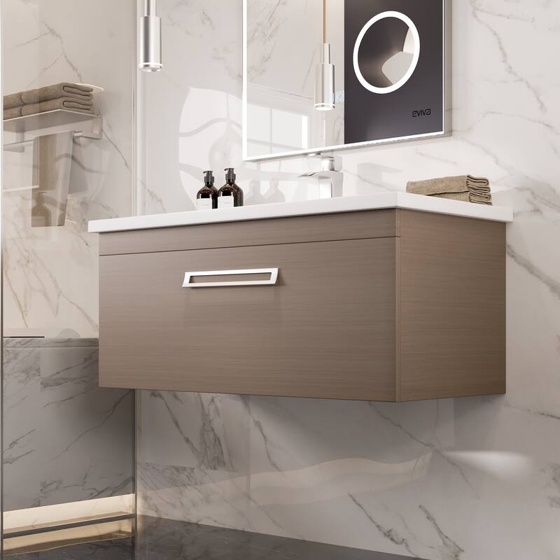 Eviva Orleans 38"W Wenge Bath Vanity with Porcelain Countertop