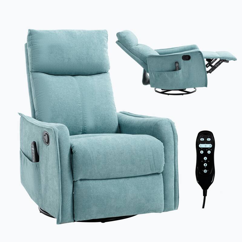 Heat Massage Manual Recliner Chair with Rocker and Swivel in Fabric for Living Room
