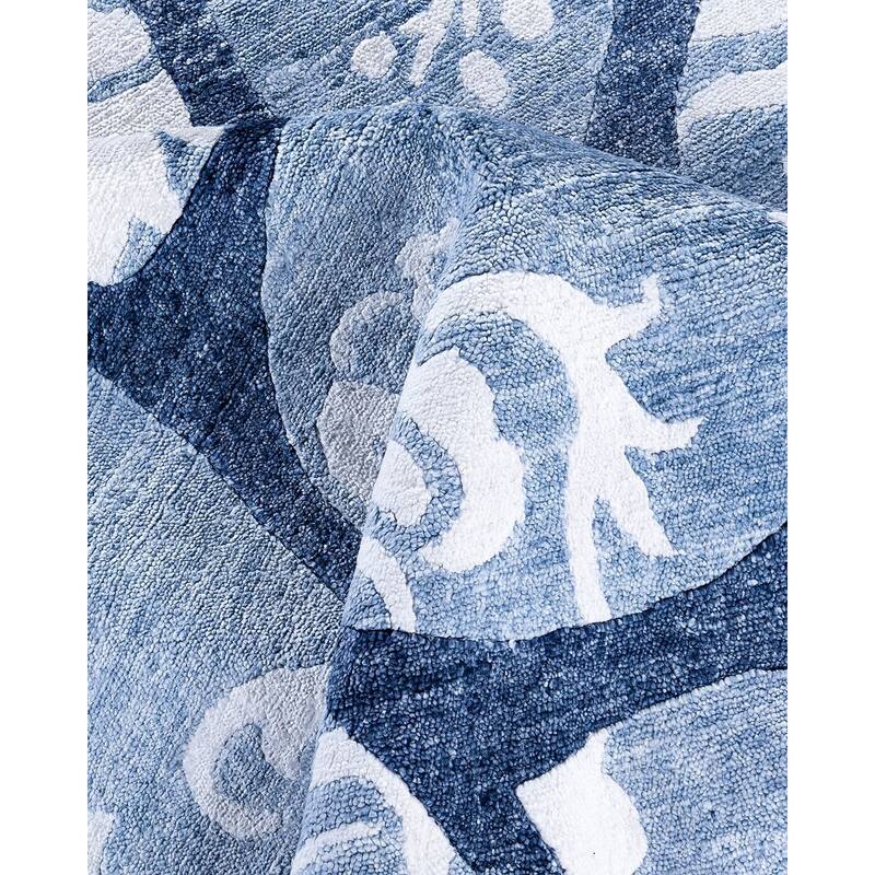 Modern One-of-a-Kind Hand-Knotted Area Rug, Blue - 9' 1" x 12' 3"