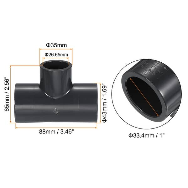 UPVC 1 to 3/4 Reducing Tee Pipe Fitting T Shape Socket Connector