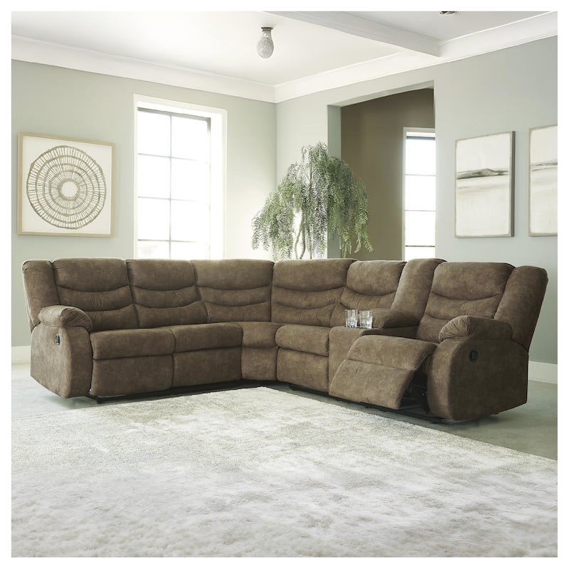 Signature Design by Ashley Partymate 2-Piece Reclining Sectional - 113"W x 99"D x 40"H - Brown