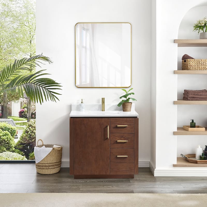 San Single Bath Vanity with Composite Stone Top without Mirror