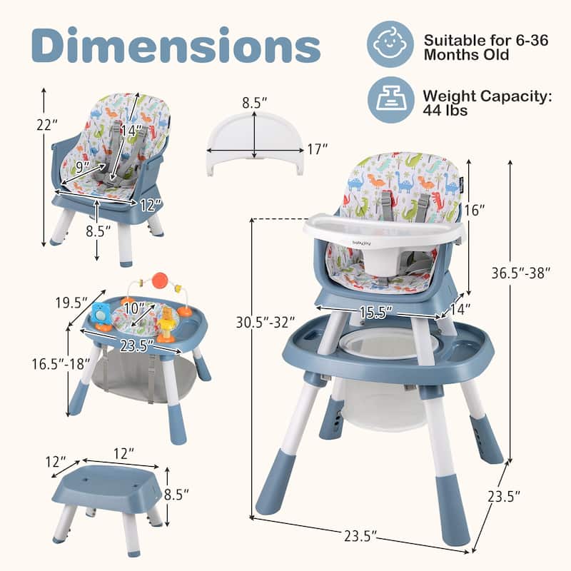 Gymax 16-in-1 Baby High Chair w/ Activity Center Booster Seat Building