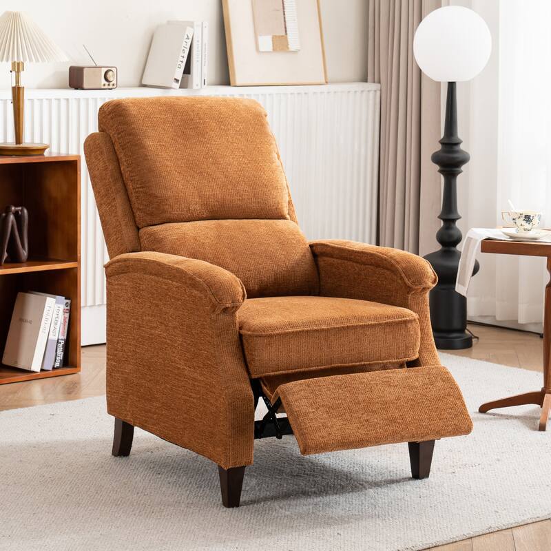 Push-Back Upholstered Recliner with Thickened Seat Cushion Backrest