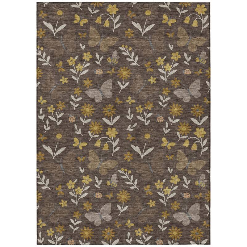 Machine Washable Indoor/ Outdoor Whimsy Butterfly Chantille Rug