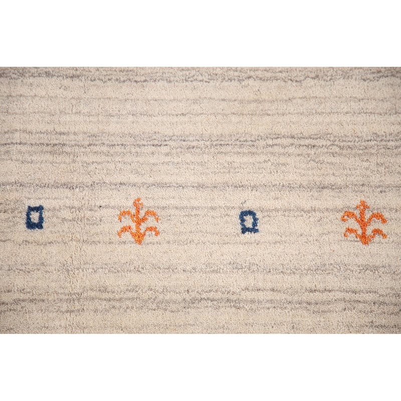 Striped Gabbeh Oriental Area Rug Hand-Knotted Multi-Color Wool Carpet - 8'1" x 9'8"