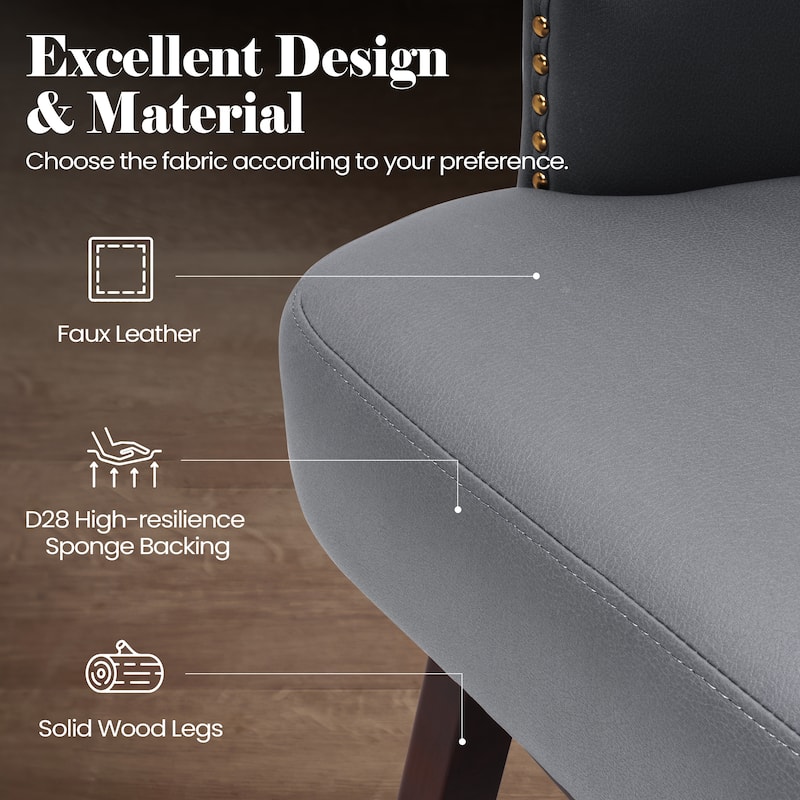 Bar Stools PU Leather / Linen Fabric Upholstered Solid Wood Swivel Barstool Set of 2/4