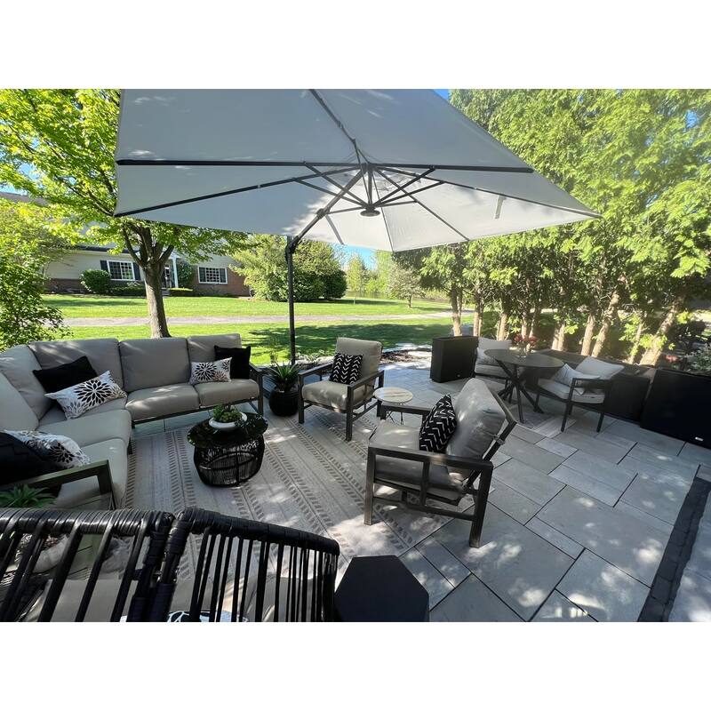 PURPLE LEAF 10 ft Square 360 Degree Rotation Patio Cantilever Umbrella