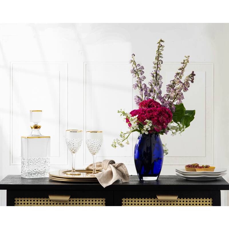 Majestic Gifts Handmade Glass-Oval Shaped vase-Cobalt-Made in Europe