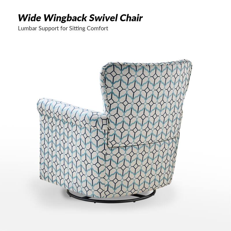 Georg Comfortable Floral Fabric Swivel Rocker Chair with Rolled Armrest Set of 2 by HULALA HOME