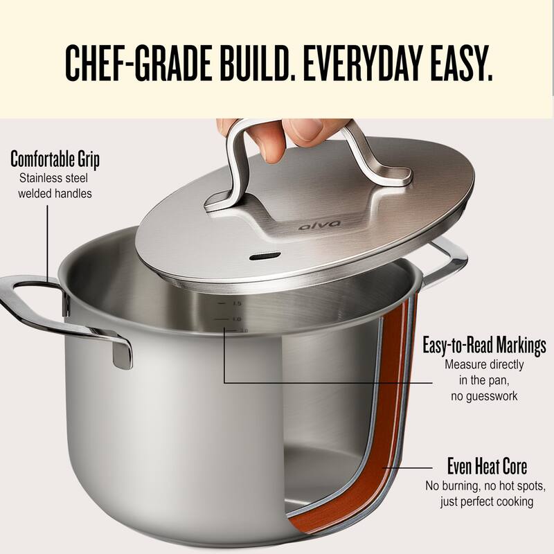 Alva Maestro Stainless Steel Stock Pot - Heavy Duty, Non-Toxic
