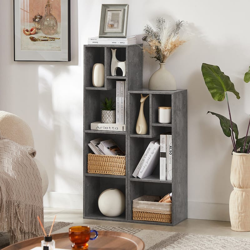 VECELO 3-Tier Bookcase and 4-Tier Bookcase set, Modern & Contemporary Wooden Bookshelf sets(set of 2)