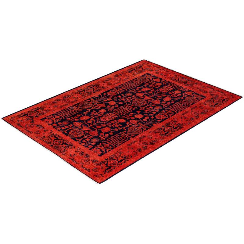 Contemporary Overdyed Wool Hand Knotted Area Rug - 4' 1" x 5' 10"