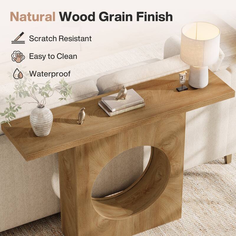 41.33" Farmhouse Console Table with Circular Cutout for Entryway, Hallway & Behind Sofa